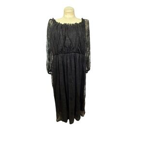 Women's Lane Bryant‎ 18/20 Black Lace Dress Sheer Sleeves Romantic Boho Gothic